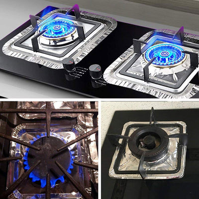 10 Pcs Square Shaped Stove Cover, Anti-oil Aluminum Foil