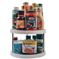 2-Tier Rotatable Storage Rack, Rotating Seasoning Storage Rack, 2 Tier Kitchen Organizer