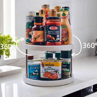 2-Tier Rotatable Storage Rack, Rotating Seasoning Storage Rack, 2 Tier Kitchen Organizer