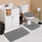 3 Pcs Bathroom Set (Bath Mat Rug, Contour, and Toilet Lid Cover)