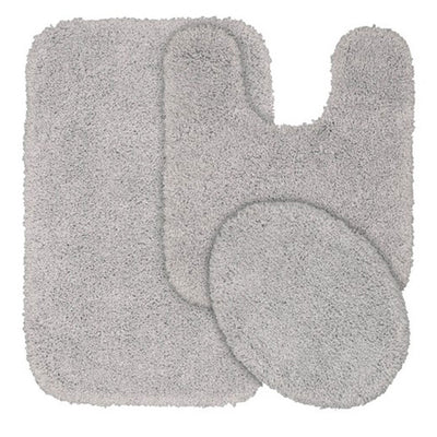 3 Pcs Bathroom Set (Bath Mat Rug, Contour, and Toilet Lid Cover)