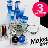 3 Drawer Vanity, Compact Slim Storage Organizer for Cosmetics or Jewellery