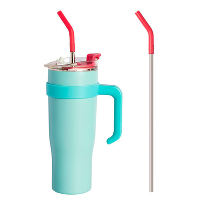 40oz Tumbler with Handle and Straw, Double Wall Vacuum Insulated Stainless Steel Stanley Water Bottle
