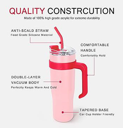 40oz Tumbler with Handle and Straw, Double Wall Vacuum Insulated Stainless Steel Stanley Water Bottle
