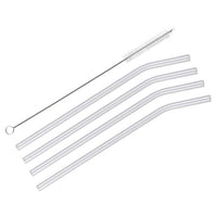 Transparent Glass Bend Straws with Cleaning Brush (4 Pcs)