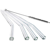 Transparent Glass Bend Straws with Cleaning Brush (4 Pcs)