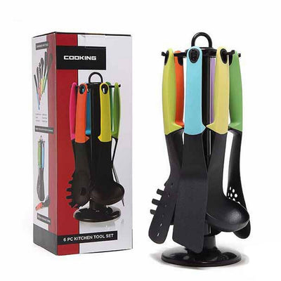 6 Pcs Kitchen Tool Set with Rotation Storage Stand Holder