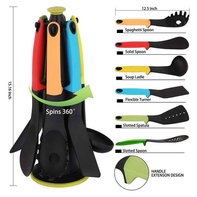 6 Pcs Kitchen Tool Set with Rotation Storage Stand Holder