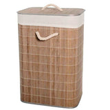 Foldable Bamboo Laundry Hamper, Laundry Basket with Lid (Removable Washable Lining)