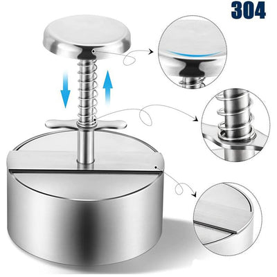 Adjustable Stainless Steel Non-Stick Hamburger Press Patty Maker (5.5 Inch Diameter)