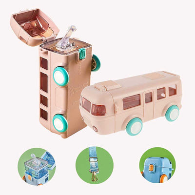 Cute Bus Shaped Water Bottle for Kids with Straw (500ML)