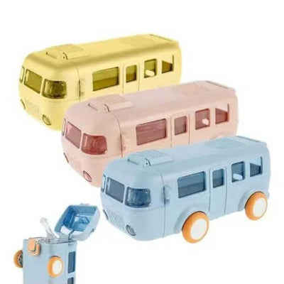 Cute Bus Shaped Water Bottle for Kids with Straw (500ML)