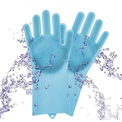 Magic Silicone Dishwashing Gloves with Scrubber