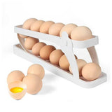 2-Tier Egg Dispenser Egg Holder for Fridge, Automatic Rolling Egg Container