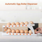 2-Tier Egg Dispenser Egg Holder for Fridge, Automatic Rolling Egg Container