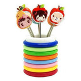 Cartoon Shaped Fruit Fork Food Picks (1 Holder and 8 Forks)