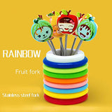 Cartoon Shaped Fruit Fork Food Picks (1 Holder and 8 Forks)