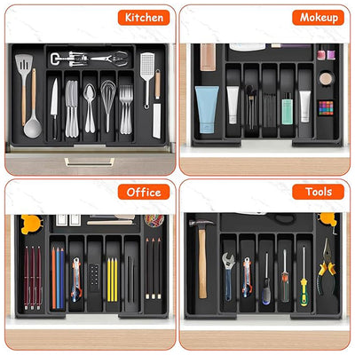 8 Compartments Foldable Cutlery Holder (Compact  & Expandable Utensil Tray)