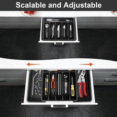 8 Compartments Foldable Cutlery Holder (Compact  & Expandable Utensil Tray)