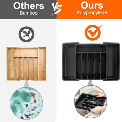 8 Compartments Foldable Cutlery Holder (Compact  & Expandable Utensil Tray)