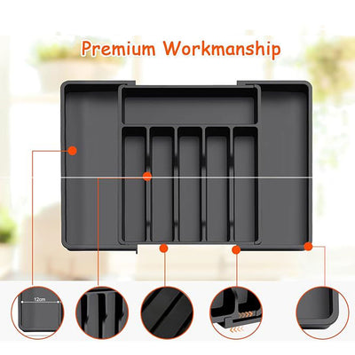 8 Compartments Foldable Cutlery Holder (Compact  & Expandable Utensil Tray)