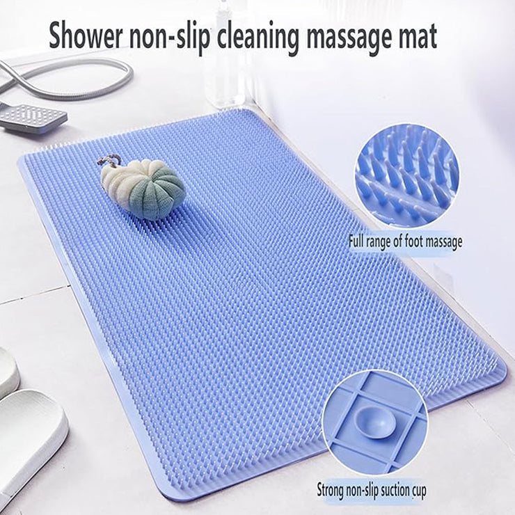 Large Silicone Shower Foot Scrubber Mat with Suction Cups (44×74 cm)