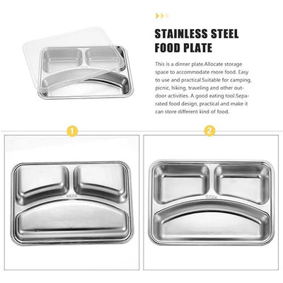 Stainless Steel Metal Sectioned Divided Plate with Lid