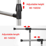 Multipurpose & Adjustable Stainless Steel Double Pole Cloth Hanger with 2 shelves