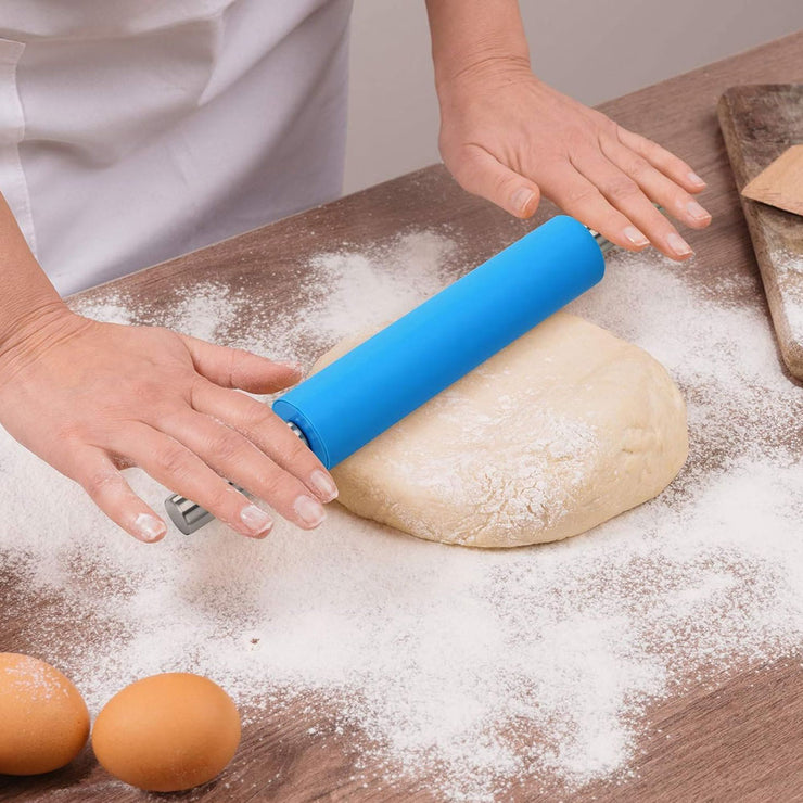 Non-Stick Silicone Rolling Pin with Steel Handle
