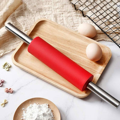 Non-Stick Silicone Rolling Pin with Steel Handle