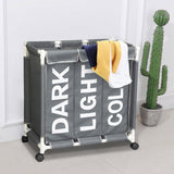 3 Compartment Rolling Laundry Sorter Basket with Wheels & Lid Cover (Oxford Fabric)