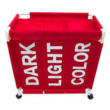 3 Compartment Rolling Laundry Sorter Basket with Wheels & Lid Cover (Oxford Fabric)