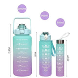 Pack of 3 Water Bottles with Straw Sipper (2000ml, 900ml, 500ml)