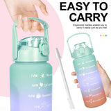 Pack of 3 Water Bottles with Straw Sipper (2000ml, 900ml, 500ml)