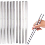 Premium Reusable Metal Stainless Steel Chopsticks (Pack of 10)