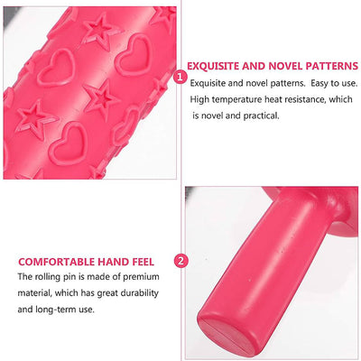 Flower & Heart Embossing Rolling Pin (Plastic DIY Dough Roller)