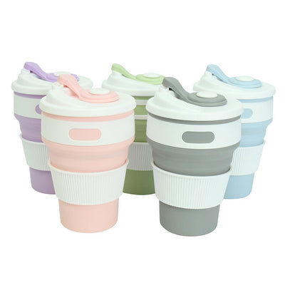 Portable Coffee Cup Collapsible Food-Grade Silicone Mug with Lid - 350ml