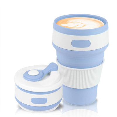 Portable Coffee Cup Collapsible Food-Grade Silicone Mug with Lid - 350ml