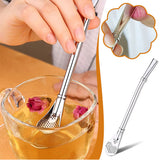 Reusable Stainless Steel Drinking Straw with Spoon (Pack of 6)