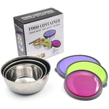 3 Pcs Set of Stainless Steel Round Food Container Bowls (Air Tight with Lid)