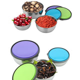 3 Pcs Set of Stainless Steel Round Food Container Bowls (Air Tight with Lid)