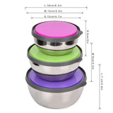 3 Pcs Set of Stainless Steel Round Food Container Bowls (Air Tight with Lid)