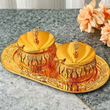 Royal Luxury Sugar Bowl with Lid, Spoon and Tray