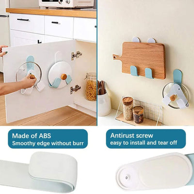 Self Adhesive Wall-Mounted Rotatable Pot Lid Holder