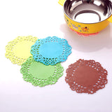 Flower Shaped Heat Resistant Silicone Coasters - 7 Inch (Set of 2)