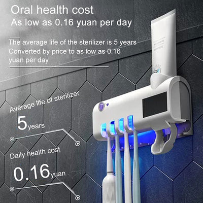 Wall Mount Automatic Toothpaste Dispenser (Solar UV Light Ultraviolet Sterilizer)