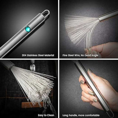 Stainless Steel Wire Cleaning Brush, Heavy Duty Scrubber with Handle