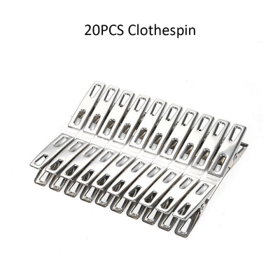 Stainless Steel Cloth Hanging Clips - Clothes Pins (Pack of 20)