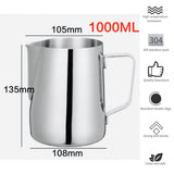 Stainless Steel Frothing Barista Tools Milk Frothing Jug (1000ml)