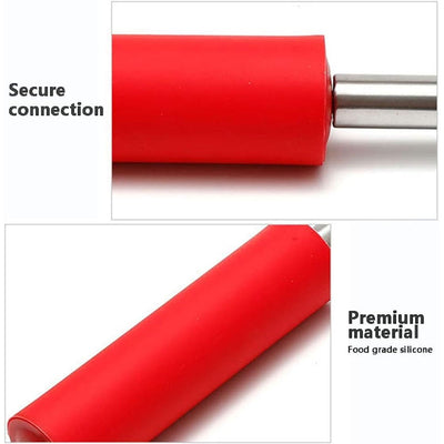 Set of Steel Handle Silicone Rolling Pin and Nonstick Pastry Mat